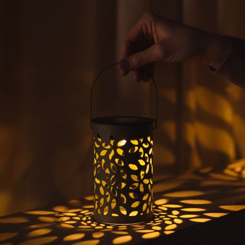 Artículo Farol solar para jardín exterior con delicado estampado para noches de verano, 22 cm, 3 unidades