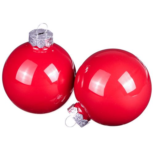 Floristik24 Bolas de Navidad bolas de árbol rojas vidrio brillo Ø6cm 24 piezas