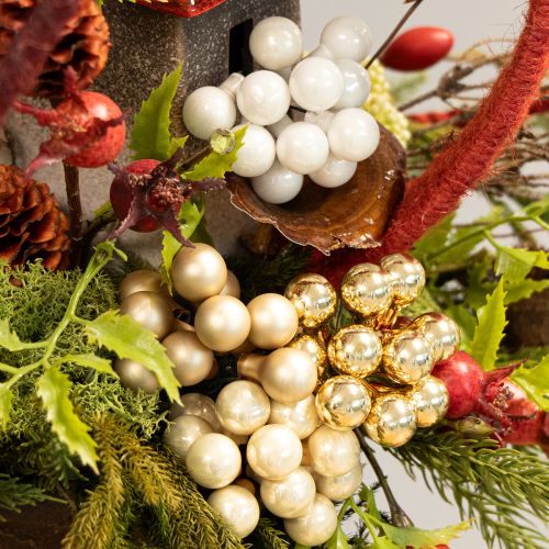 Artículo Mini bolas navideñas en alambre dorado, crema Ø1,5cm 140 uds