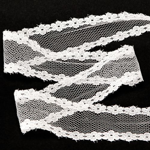 Artículo Cinta de encaje para boda, cinta decorativa, encaje blanco, 28 mm, 20 m