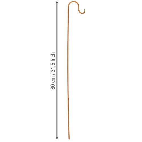 Artículo Barra con gancho, adorno decorativo de metal para jardín color óxido, 80 cm de alto, 3 piezas