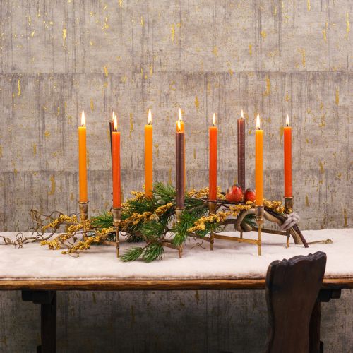 Artículo Portavelas de palo antiguo para 10 velas dorado 46×46cm H16,5cm
