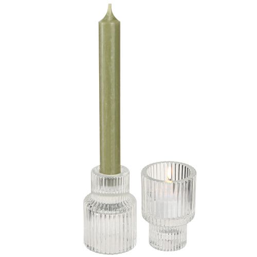 Artículo Portavelas Stick portavelas de vidrio Ø5cm H8cm 4 piezas