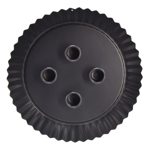 Artículo Portavelas de diseño de metal con forma de tarta - negro, Ø 24 cm - elegante decoración de mesa para 4 velas - 2 unidades