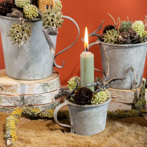 Portavelas cónico copa vintage metal gris Ø7cm H6cm 2ud