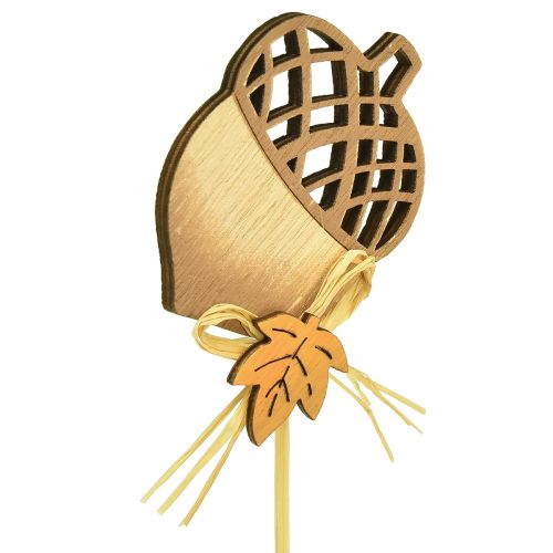 Artículo Tapón de flores decoración de bellotas de madera otoño 7x10cm 12 piezas