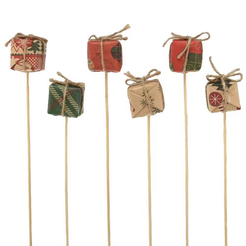 Tapón de flores regalo rojo verde beige natural 3,5cm 12uds