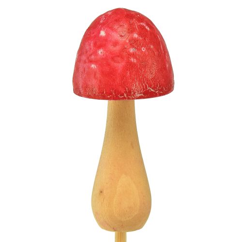 Artículo Tapón de madera decorativo en forma de seta con forma de flor rojo Ø2,5cm 8 piezas