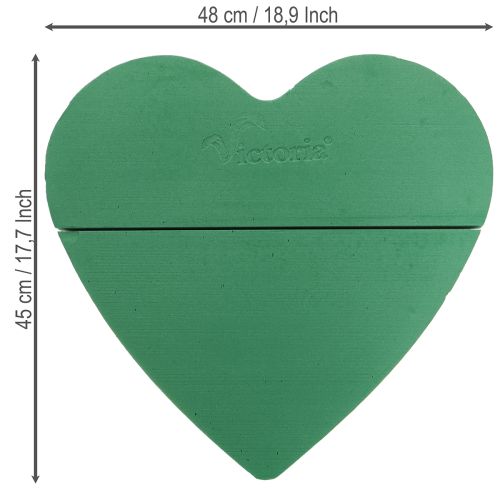 Artículo Corazón de espuma floral grande espuma floral húmeda verde 48cm 2 uds