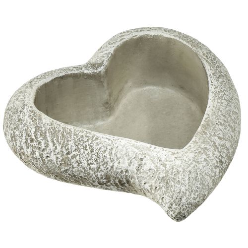 Floristik24 Cuenco para plantas con forma de corazón de piedra fundida corazón para plantas gris blanco 16×16×5cm