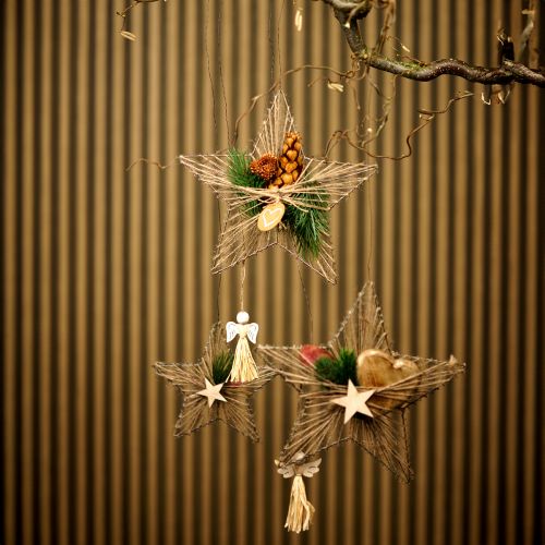 Artículo Estrella envuelta en yute decoración navideña rústica 20cm 4ud