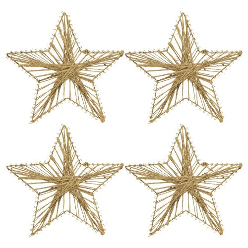 Artículo Estrella envuelta en yute decoración navideña rústica 20cm 4ud