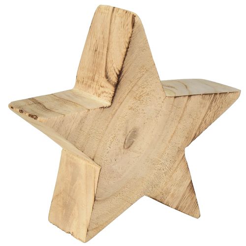 Estrella decorativa rústica de madera de paulownia - diseño natural, Ø 15 cm, 6 cm de grosor - decoración de madera versátil - 2 piezas