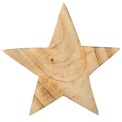 Artículo Estrella decorativa rústica de madera de paulownia - diseño natural, Ø 15 cm, 6 cm de grosor - decoración de madera versátil - 2 piezas