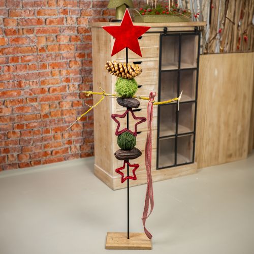 Artículo Estrella de pie decoración navideña yute rojo 13/18cm 4ud