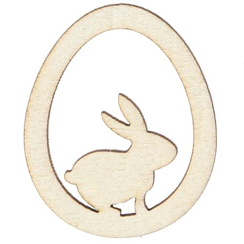 Artículo Huevo de Pascua con conejo Madera natural 4cm 72pzs
