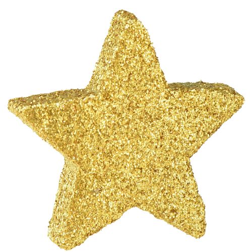 Artículo Estrellas decorativas dispersas verdes y doradas con purpurina decoración de mesa Navidad 4/5cm 40 piezas