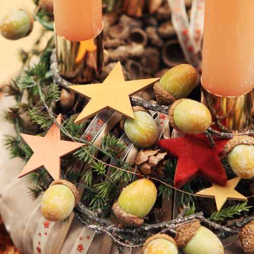Artículo Decoración para esparcir estrellas madera naranja 3 colores Ø3,5/5,5/7cm 48 uds