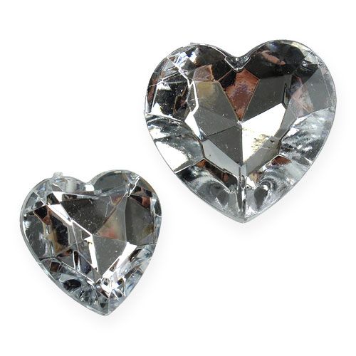 Floristik24 Decoración dispersa corazones acrílicos plata 2cm - 3cm 120 piezas