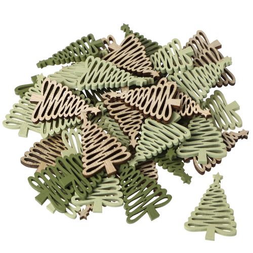 Artículo Scatter estrella navideña abeto verde 3x4,5cm 72 piezas
