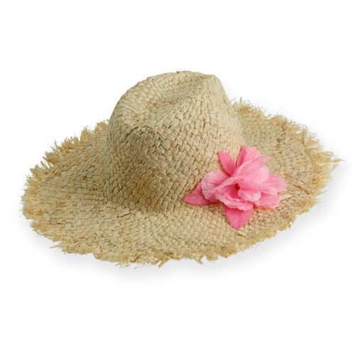 Floristik24 Sombrero de paja con flor Ø40cm.