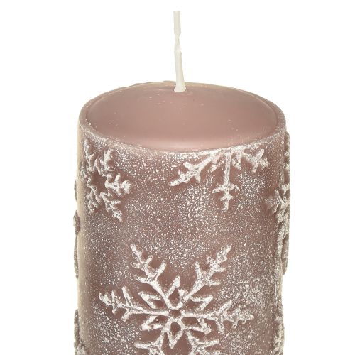Artículo Velas de pilar velas rosas copos de nieve 150/65mm 4 piezas