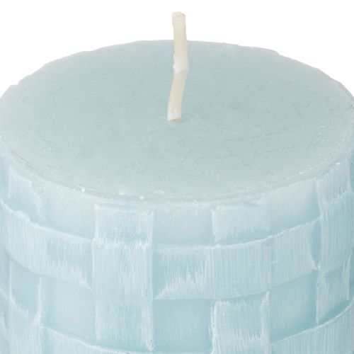 Artículo Velas de pilar rústicas 80/65 azul claro vela decorativa vela 2 piezas