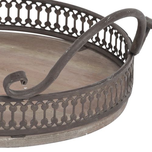 Artículo Bandeja con asas bandeja redonda marrón antiguo Ø26/33cm juego de 2