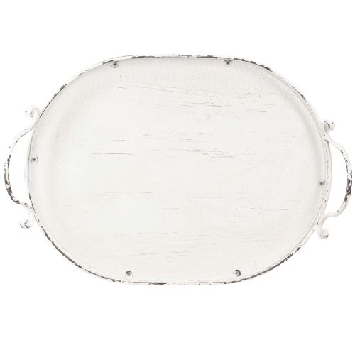 Artículo Bandeja Shabby Chic ovalada con asas blanca 36/45cm juego de 2 piezas
