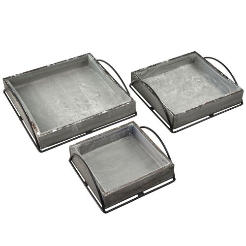 Floristik24 Versátil juego de bandejas de madera gris - Varios tamaños - Elegante solución de almacenamiento y servicio - Juego de 3