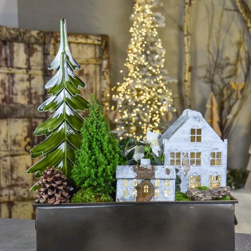 Floristik24 Árbol de Navidad decoración de madera verde brillante 22,5x5x50cm