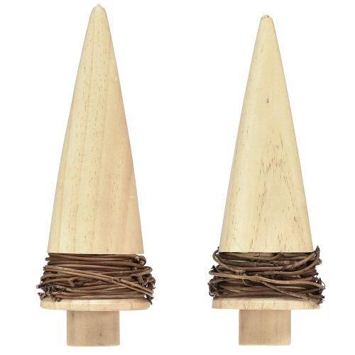 Artículo Árbol de Navidad madera natural decoración de mesa Navidad H18cm 2 piezas