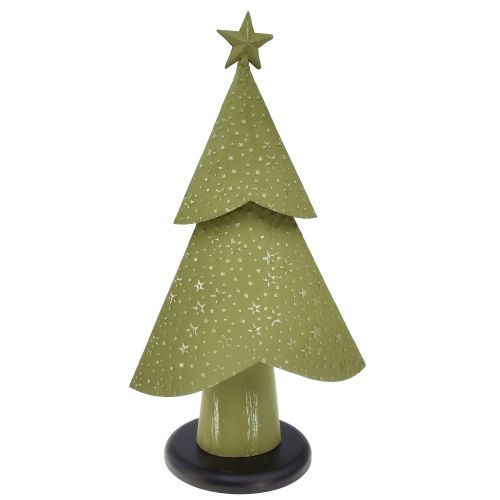 Artículo Árbol de Navidad metal madera estrellas verde plateado Al. 46,5 cm