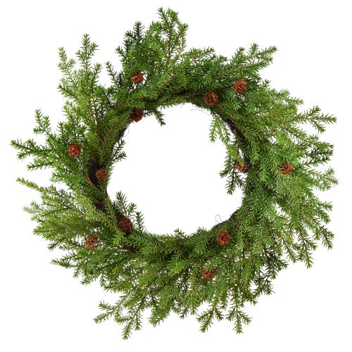 Artículo Corona de abeto artificial con piñas verde marrón Ø49cm