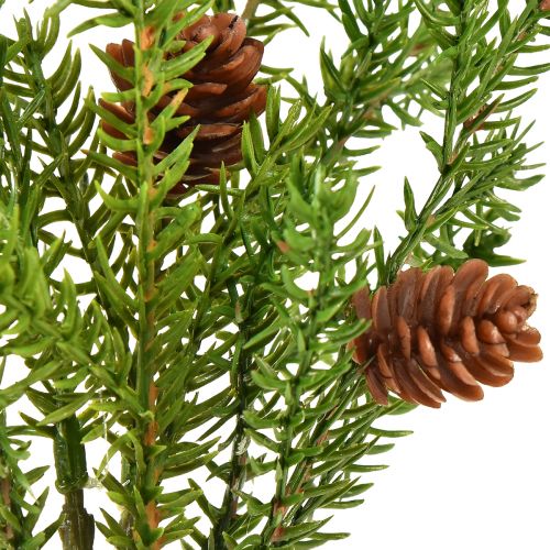 Artículo Rama de abeto artificial con dos piñas naturales - Atadas con yute - Perfecta decoración navideña 28cm 4uds