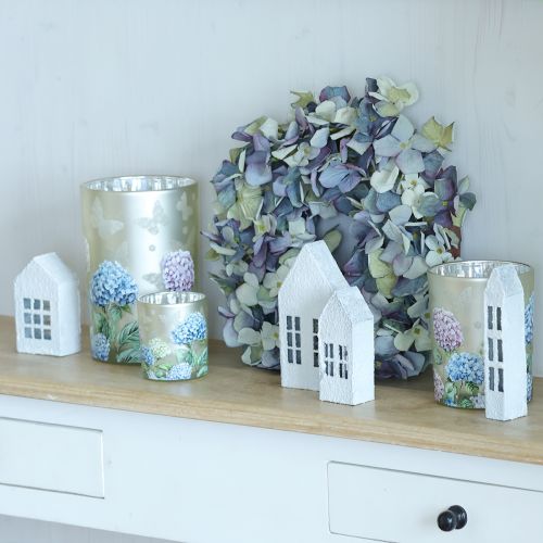 Artículo Portavelas de cristal con motivo floral para momentos de convivencia armoniosos, 18 cm