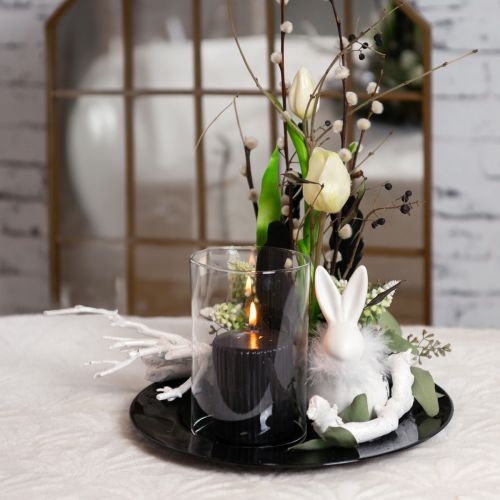 Artículo Plato decorativo negro plano plástico brillante Ø28cm H2cm