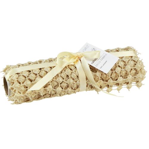 Artículo Camino de mesa rejilla dorado crema con purpurina An. 19 cm L. 1,5 m