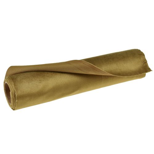 Artículo Camino de mesa de terciopelo con cinta de mesa, tela decorativa marrón dorada, 28×270cm para decoración de mesa