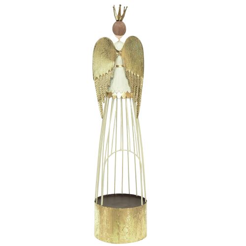 Artículo Decoración de mesa figura de ángel de metal con corazón oro blanco Al. 54 cm