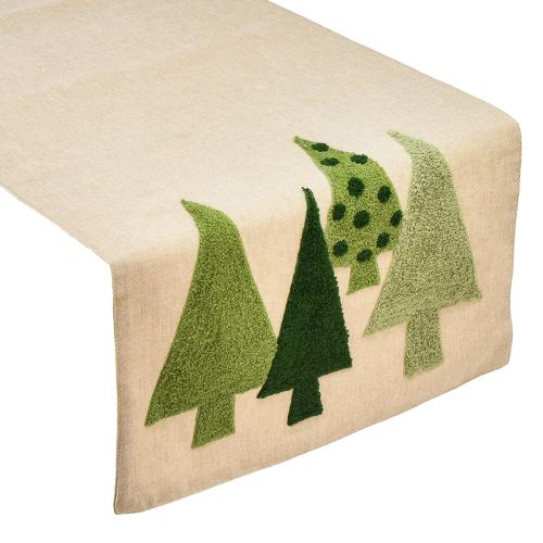 Floristik24 Camino de mesa Abetos navideños verde 140x41,5cm