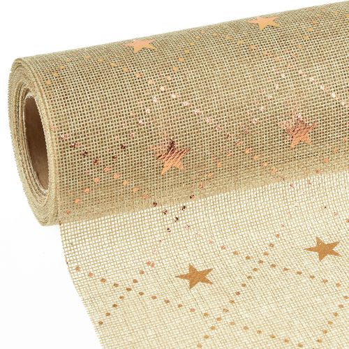Artículo Camino de mesa navideño con estrellas brillantes, dorado, 48 cm x 4,5 m - Decoración festiva