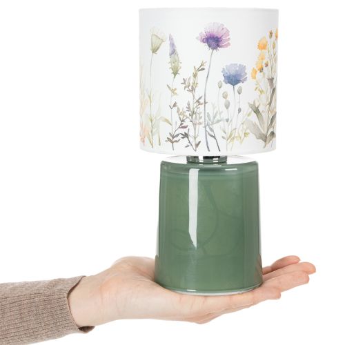 Artículo Lámpara de mesa LED con estampado floral para una iluminación elegante en el salón, 23 cm.