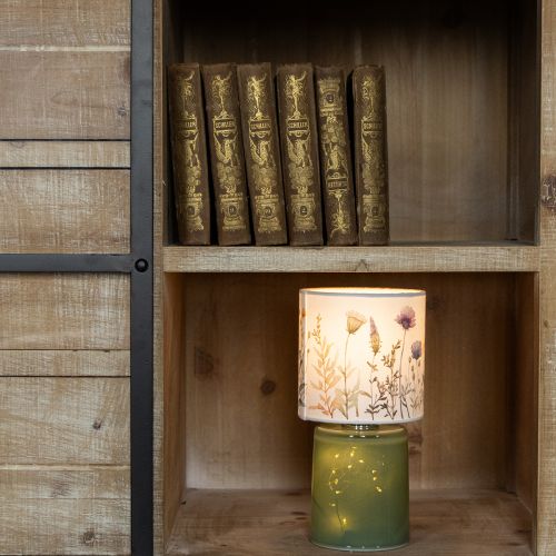 Artículo Lámpara de mesa LED con estampado floral para una iluminación elegante en el salón, 23 cm.