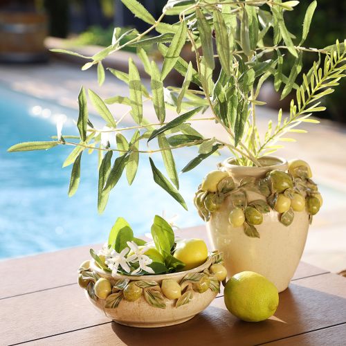 Artículo Cuenco de cerámica con limones – Cuenco decorativo mediterráneo para mesa y cocina Ø21,5cm H8,5cm