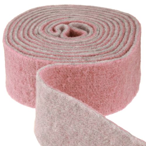 Floristik24 Cinta decorativa para macetas, fieltro de lana, color rosa viejo y gris, 7,5 cm y 5 m