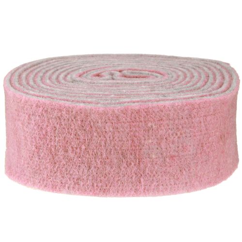 Artículo Cinta decorativa para macetas, fieltro de lana, color rosa viejo y gris, 7,5 cm y 5 m