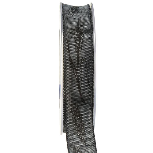 Artículo Cinta de luto cinta decorativa plateada negra con orejas A40mm L25m