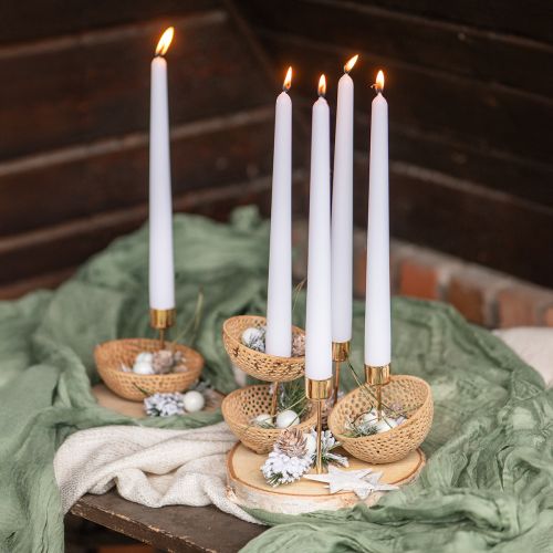 Artículo Copa de campana de frutos secos blanqueada para floristería funeraria de 8,5 a 11 cm, 10 unidades