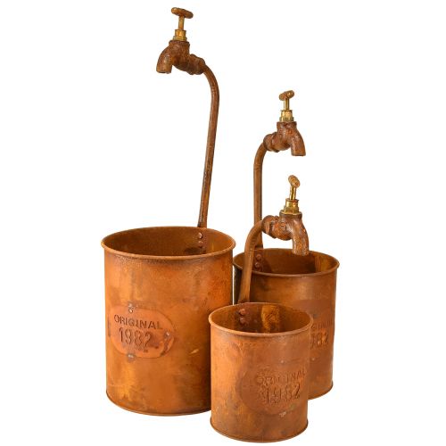 Floristik24 Macetero pátina decorativo de metal con grifo Al. 25/37/43 cm juego de 3 piezas